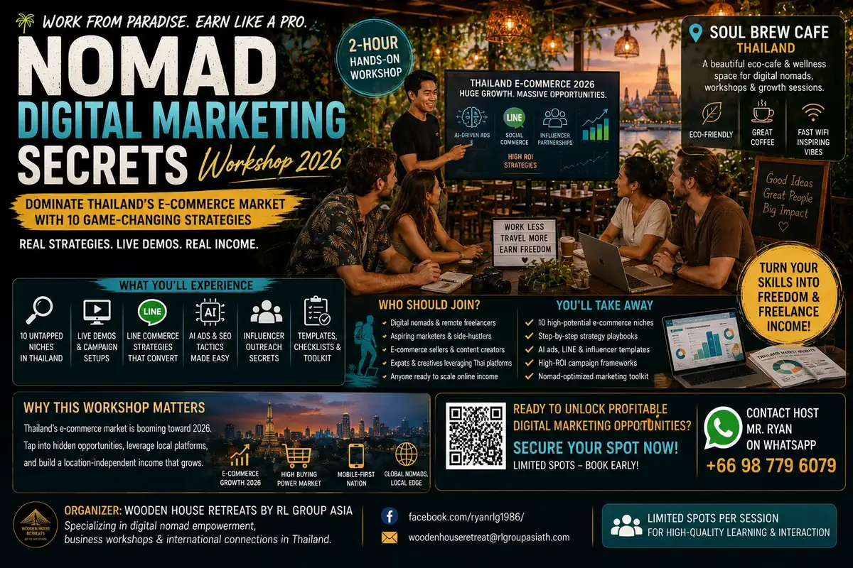 Nomad Digital Marketing Secrets Workshop 2026 programme poster.