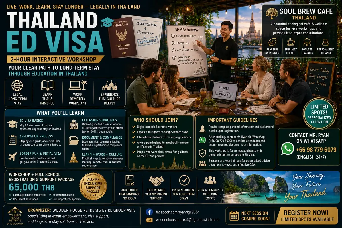 Thailand ED Visa interactive information workshop programme poster.